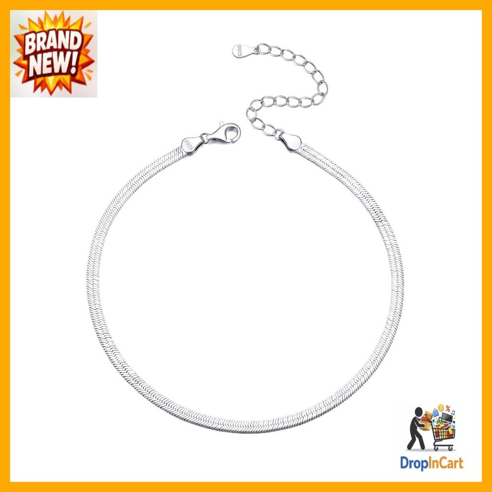 Sterling Silver Ankle Bracelet Minimalist Chic Adjustable Chain Beach Party